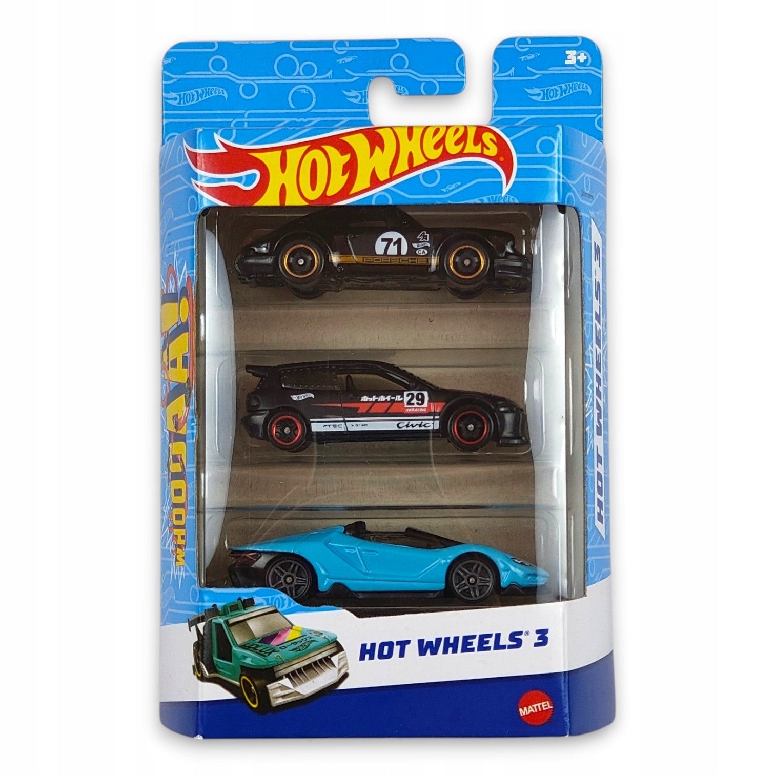 Hot Wheels - 3-Pack Porsche 911, Honda Civic, Lamborghini Centenario