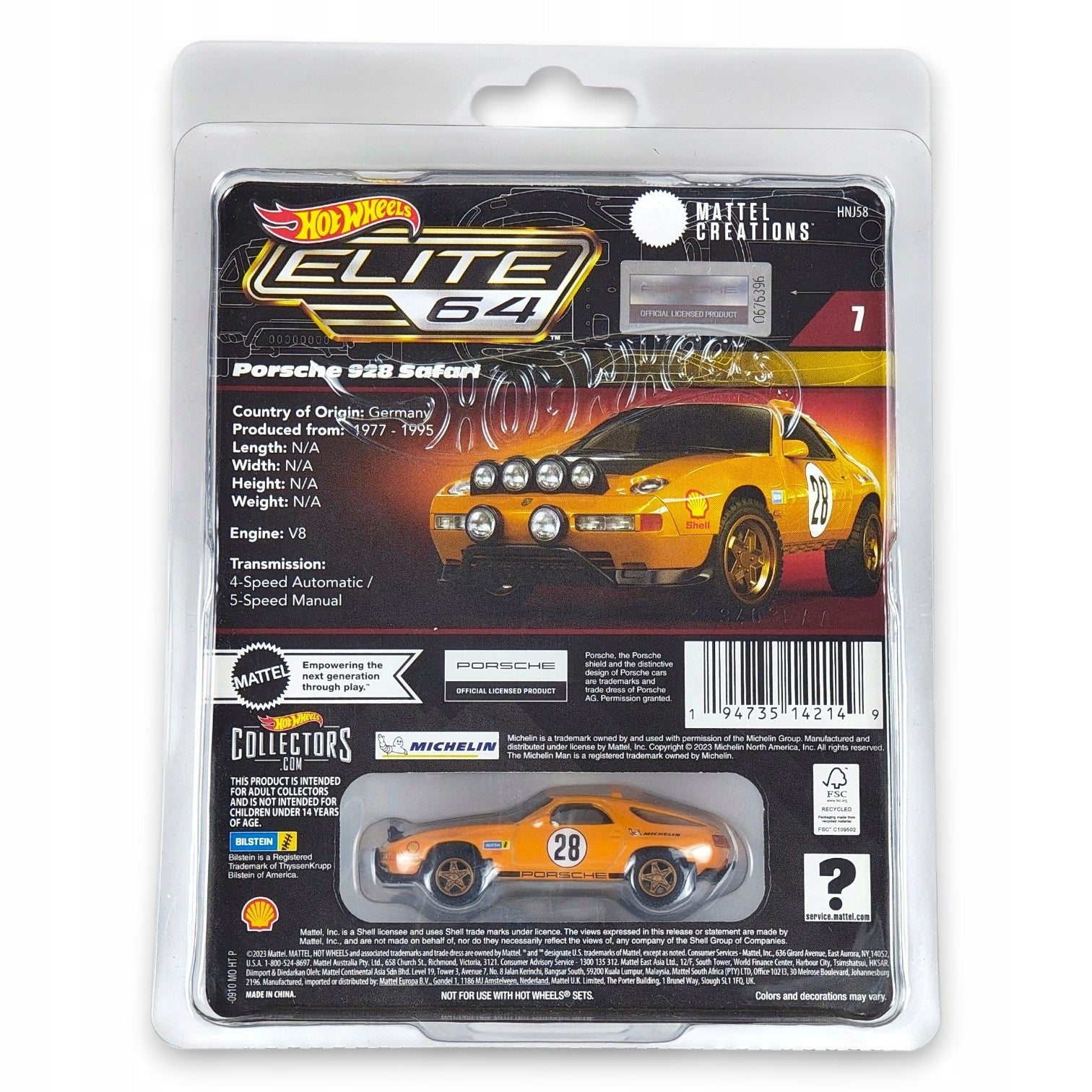 Hot Wheels Elite 64 - Porsche 928 Safari w Protektorze