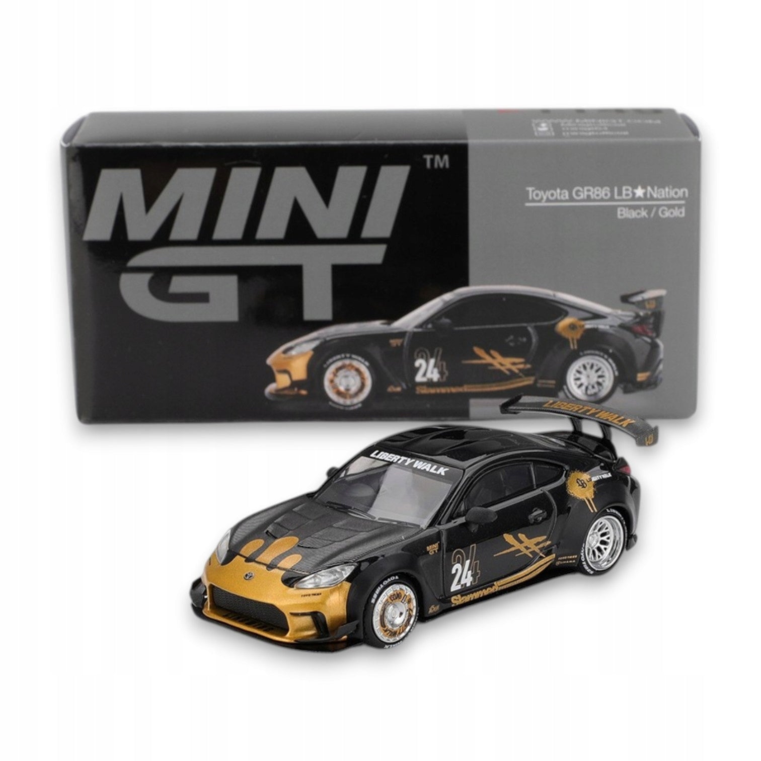 Mini GT - 1:64 Toyota GR86 LB Nation Black / Gold RHD MGT01149R