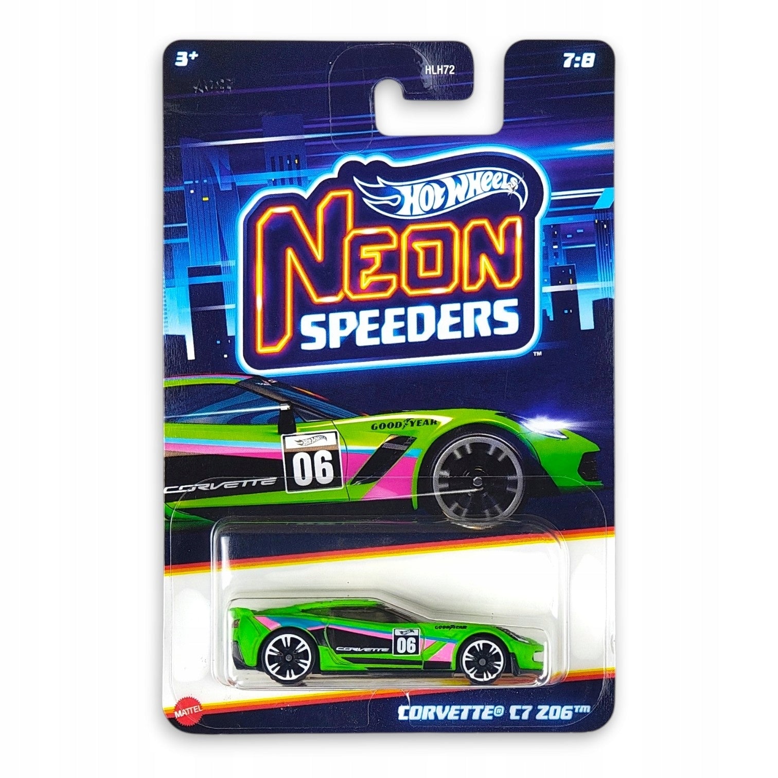 Hot Wheels - Corvette C7 Z06 Neon Speeders OUTLET Uszkodzony Blister